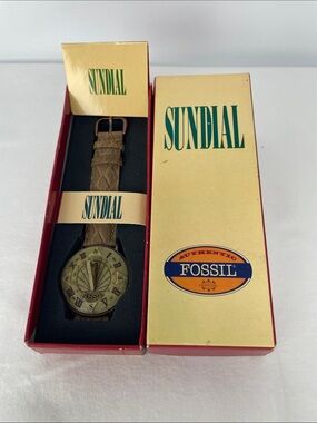 Fossil Brown Leather Strap SunDial Watch